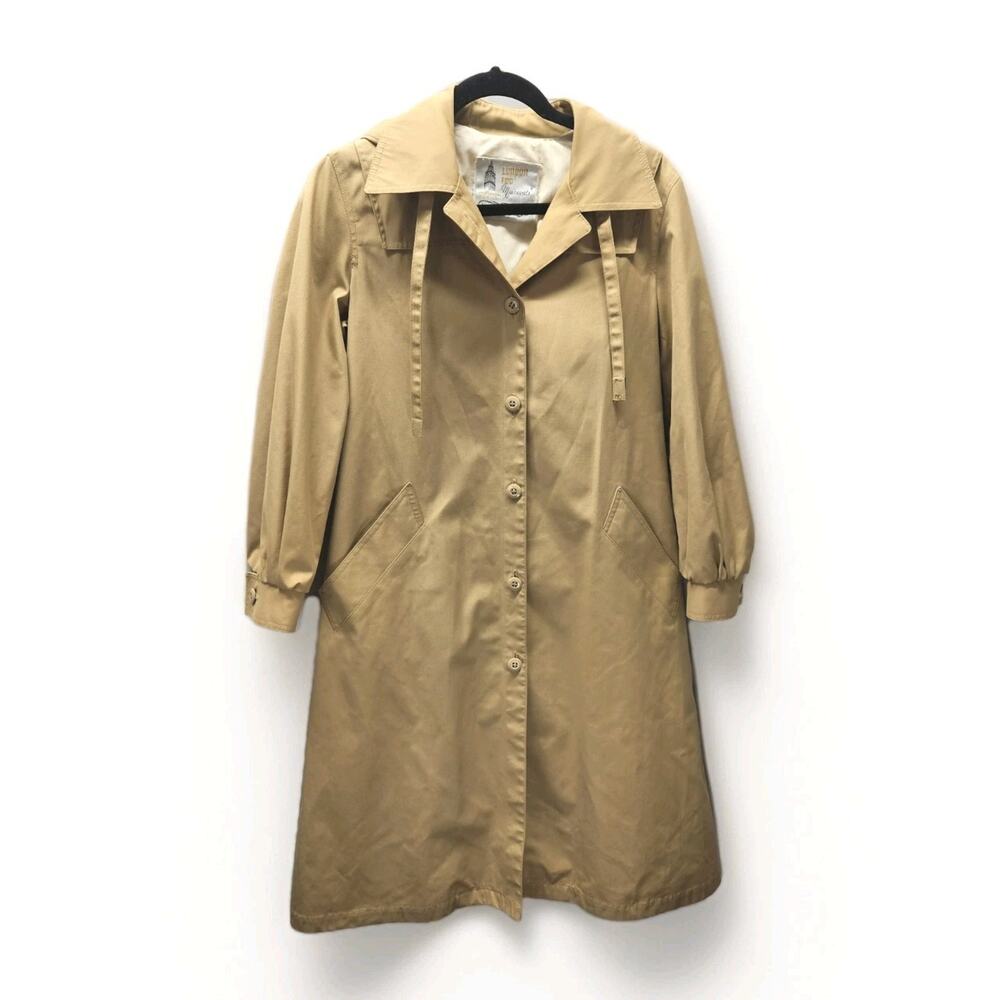 LONDON FOG 70s 80s Vintage Women's Khaki Long Trench Coat 8P Biggs Preppy Retro